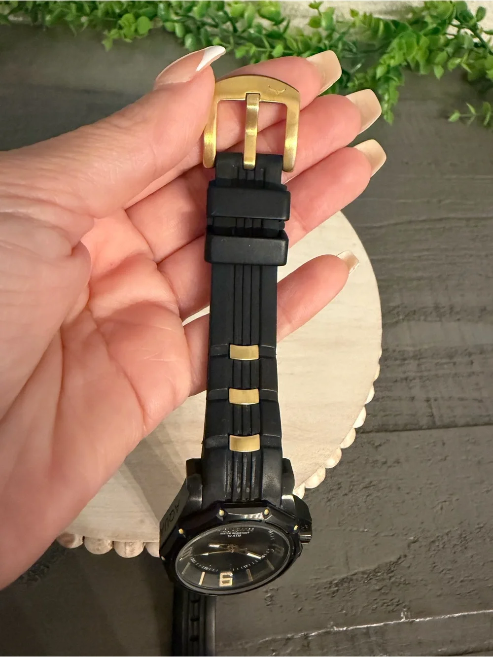 AquaSwiss Black and Gold Accent Sport Watch